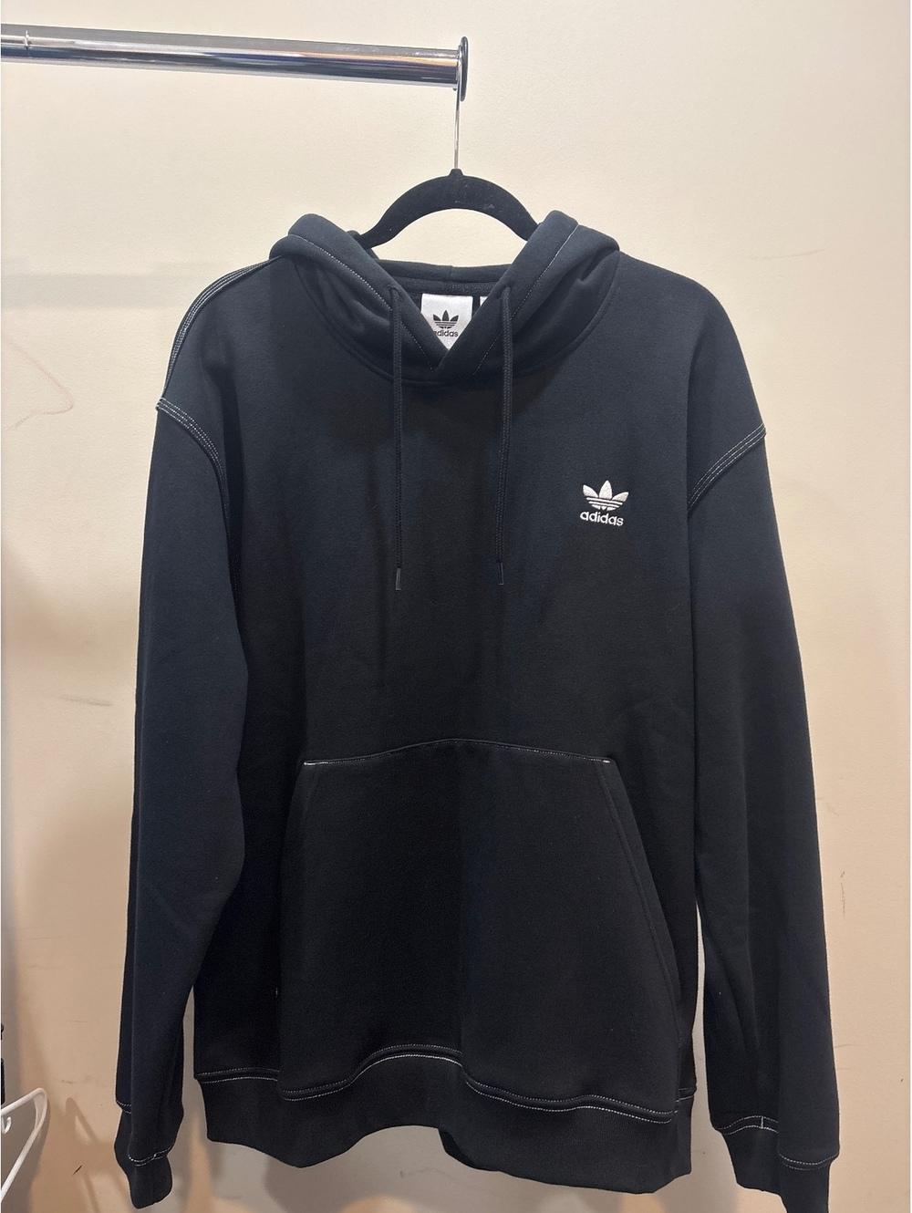 Adidas Black Hoodie Sweatshirt with Logo - Size Large